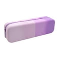 thumbnail image 1 of Twfbrm Silicone Pencil Case, Aesthetic Design Gradient Purple Pencil Pouch with Zipper, Waterproof Large Capacity Makeup Brush Holder Portable Stationery Storage Bag Office Supplies, 1 of 8