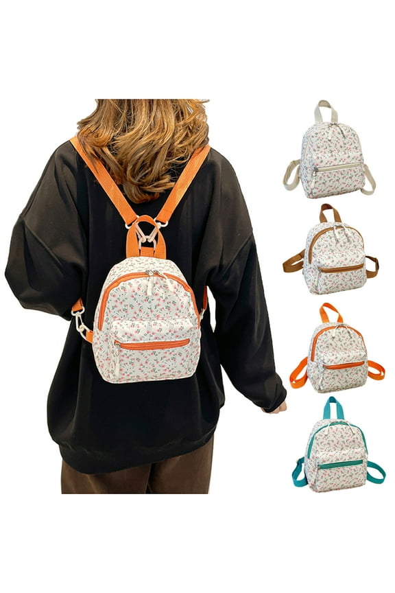 Small Backpack Purse for Women, Floral Pattern Nylon Crossbody Purses with 2 Removable Shoulder Straps, Lightweight Casual Travel Daypacks Versatile Ladies Backpacks for Work Daily Use