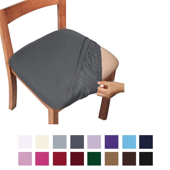 Twfbrm Soft Stretch Seat Covers for Dining Room Chairs Set of 2/4, 14-18 inches Chair Seat Slipcovers Seat Cushions Protector Removable and Washable Kitchen Dining Chair Covers