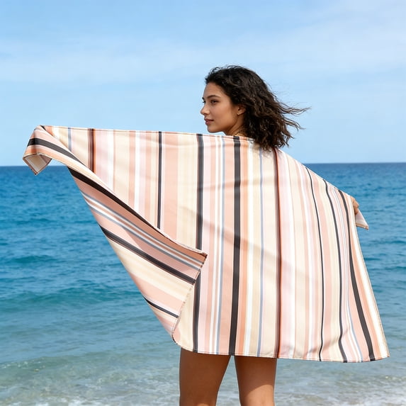 Twfbrm Striped Beach Towel Oversized, 30x60 inch Sand Free Microfiber Beach Towels, Super Absorbent & Lightweight Pool Towels Soft Quick Dry Bath Towels for Gym Camping Travel Vacation