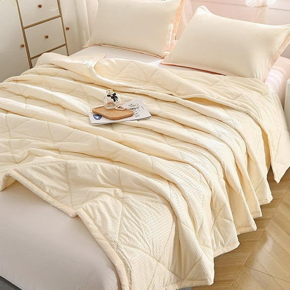 Twfbrm Summer Cooling Comforter, Textured Reversible Quilted Cooling Blankets, Soft Breathable Down Alternative Comforter Lightweight Air Conditioner Quilt for Hot Sleepers and Night Sweats, Khaki