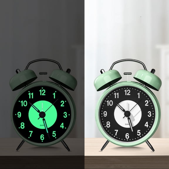 Twfbrm Super Loud Alarm Clock for Heavy Sleepers, 4.74 Inch Silent Non-Ticking Quartz with Backlight, Round Bedside Desk Alarm Clock for Office, Dorm, Home