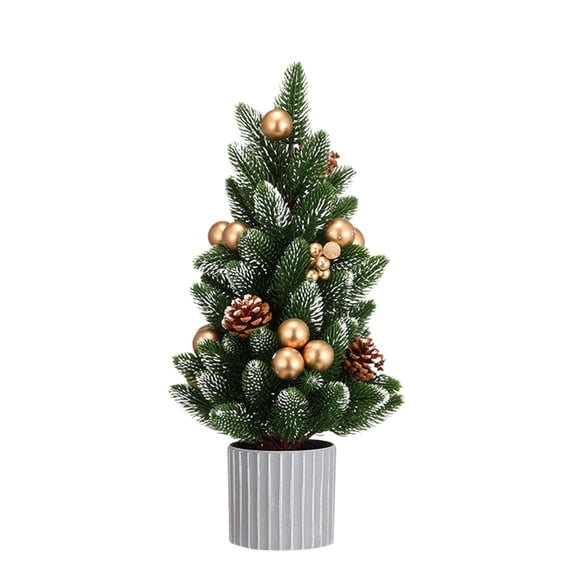 Twfbrm Tabletop Christmas Tree, Christmas Decorations 15 Inch Mini Artificial Christmas Tree with Berries and Pinecone, Farmhouse Faux Xmas Pine Tree Potted Plants with Vase for Home Office Party