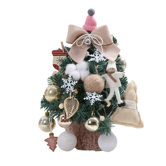 Twfbrm Tabletop Mini Christmas Tree 20 Inch Artificial Xmas Tree Desktop Xmas Tree with Bows Pine Cones Ornaments Christmas Decorations for Indoor Home Kitchen Office Gift