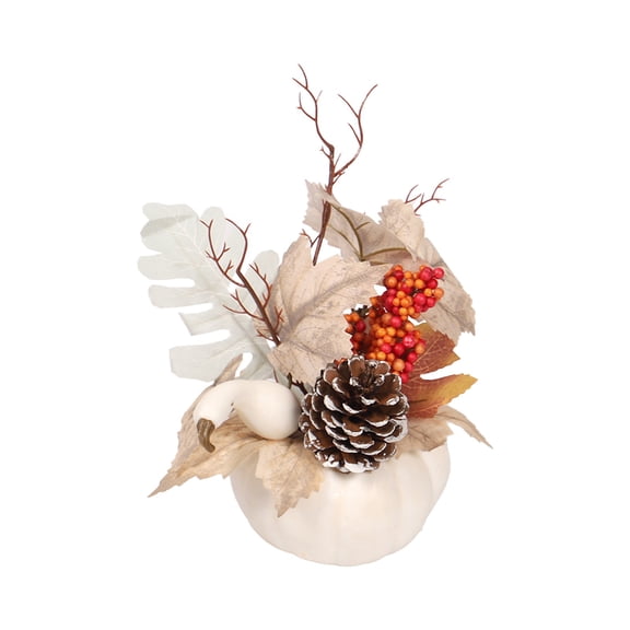 Twfbrm Thanksgiving Decorations Artificial Pumpkins, Decorative Pumpkin with Maple and Flowers for Harvest Fall Decor Table Centerpiece Home Kitchen Party