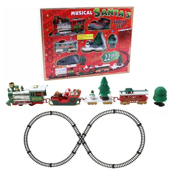 Twfbrm Train Set - Christmas Trains Toys, Battery-Powered Railway Tracks Engine with Sound and Lights Cars Tracks, Toy Train Sets for Boys Age 2 3 4 5 6