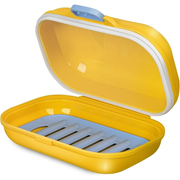 Twfbrm Travel Soap Case with Lid, Portable Soap Container with Draining Layer, Enhanced Leakproof Silicone Sealing Travel Bar Soap Holder Compact Plastic Soap Box for Bathroom, Shower, Gym, Camping
