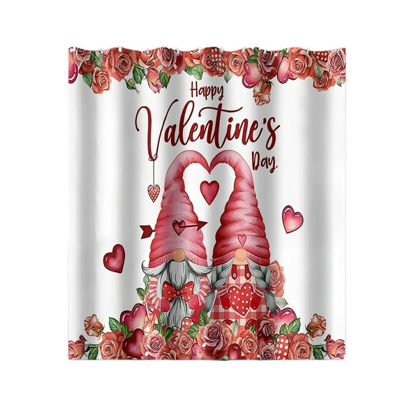 Twfbrm Valentine's Day Heart Shower Curtain, Romantic Falling Red Hearts Fabric Bathroom Curtain with Hooks Set, Valentines Bathroom Decor Waterproof Fabric Bath Curtains Home Decorations