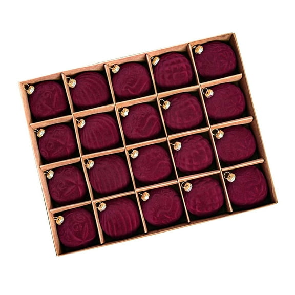 Twfbrm Velvet Christmas Balls 20ct Burgundy Red Flocked Christmas Tree Ball Ornaments Plastic Balls Xmas Decorative Hanging Ornaments Christmas Tree Decoration 6cm/2.4in