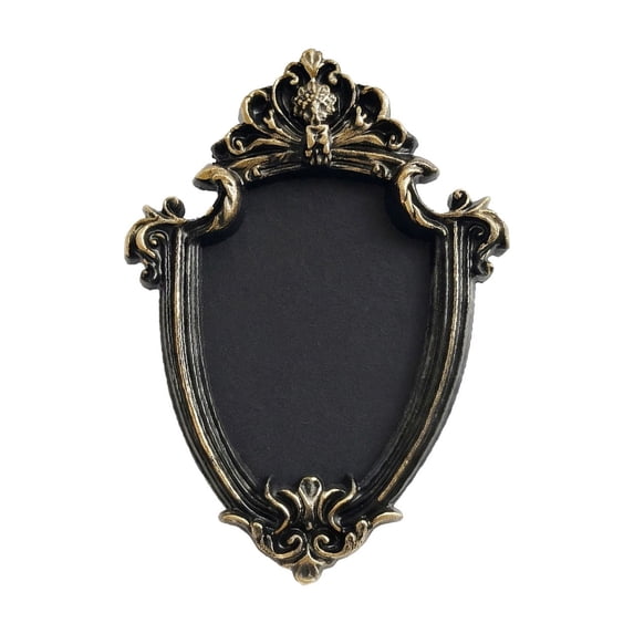 Twfbrm Vintage Picture Frame, Small Antique Style Photo Frames with Black Gold Accents and Embossed Flower Design, Black Exquisite Hanging Ornament for Tabletop Display, Wall, Photography, Home Decor