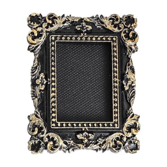 Twfbrm Vintage Picture Frame, Small Antique Style Photo Frames with Black Gold Accents and Embossed Flower Design, Black Exquisite Hanging Ornament for Tabletop Display, Wall, Photography, Home Decor