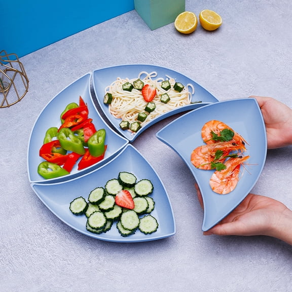 Twfbrm Wheat Straw Dessert Plates, Pastel Bent Shaped Appetizer Plates Serving Dish, BPA-Free Reusable Salad Bowls Unbreakable Snack Saucer, Microwave Safe Tableware for Fruit, Candy, Side Dishes