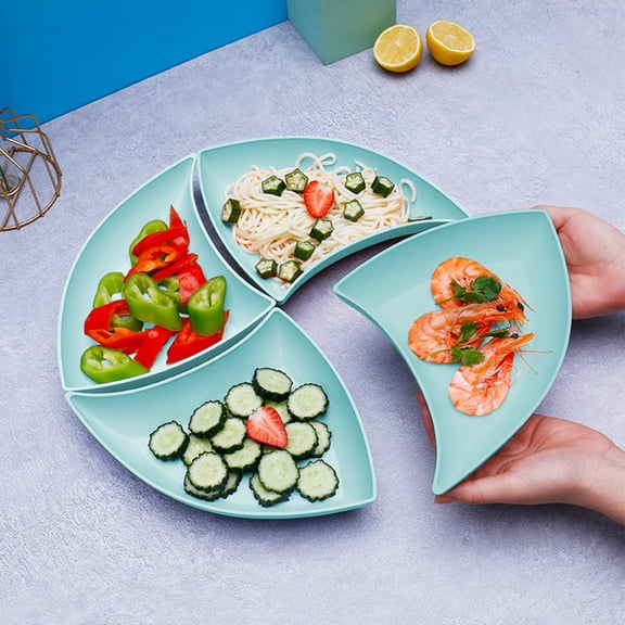 Twfbrm Wheat Straw Dessert Plates, Pastel Bent Shaped Appetizer Plates Serving Dish, BPA-Free Reusable Salad Bowls Unbreakable Snack Saucer, Microwave Safe Tableware for Fruit, Candy, Side Dishes