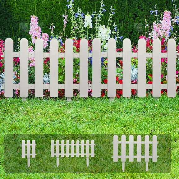 Twfbrm White Plastic Garden Fence, Garden Picket Fence Edgings for Lawn, Flowerbeds, Plant Borders, Decorative Landscape Yard