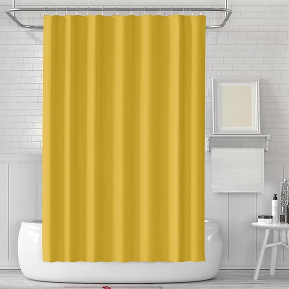 Twfbrm Yellow Shower Curtain for Bathroom, 71"x71" Solid Color Fabric Shower Curtain with Grommets and Hooks, Water Repellent Quick-Drying Bath Curtain Machine Washable for Bathtub Hotel Spa