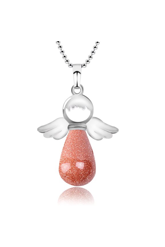 Rose Quartz Amethyst Angel Necklace Crystal Angel Necklace Gift For Angel Lover Crystal Angel Necklace Angel Jewelry