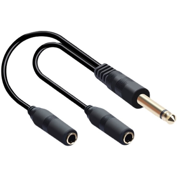 TwhqxjCN 6.35mm Male Plug Stereo to 2 6.35mm Female Plug Connectors Cable Y Splitters Adapters Cable Headsets Adapters