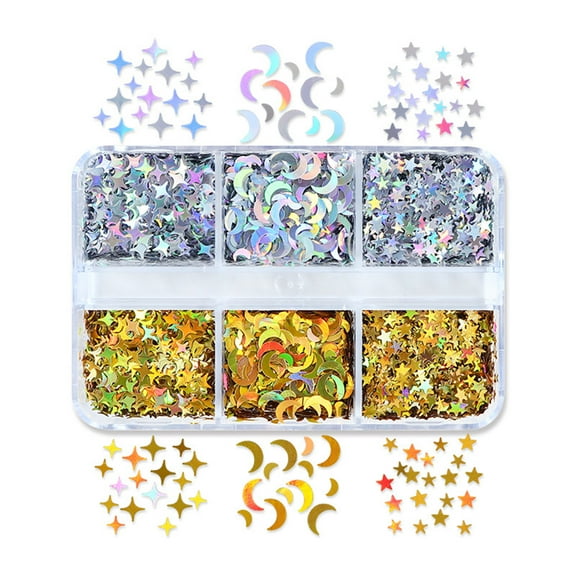 TwhqxjCN Moon Star Glitter For Epoxy Resin Mold Filling Paper Gold Silver Resin Sequins ment Pendant Crafts Pet