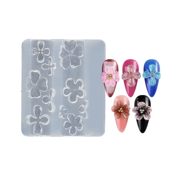 TwhqxjCN Nails Art Silicone Stamp Mold for Party and Salon Flower Shaped Manicure Mould Embossed Nails Stencils for Women Girls