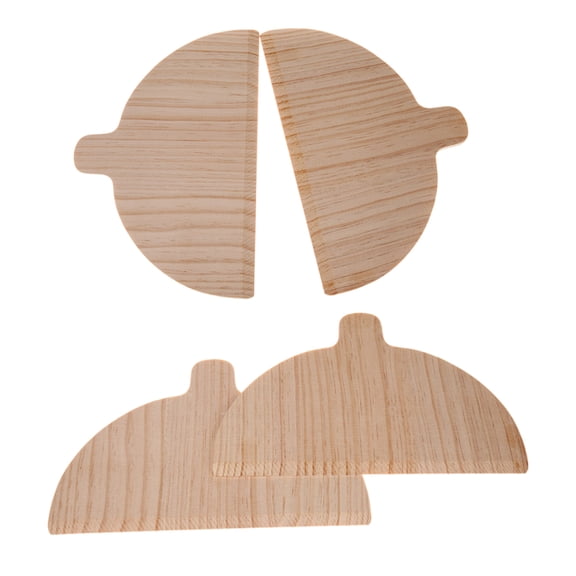 TwhqxjCN Pack of 4 Solid Wood Pizza Bread Boards Half Round Baking Board with Comfortable Handle Kitchen Tool