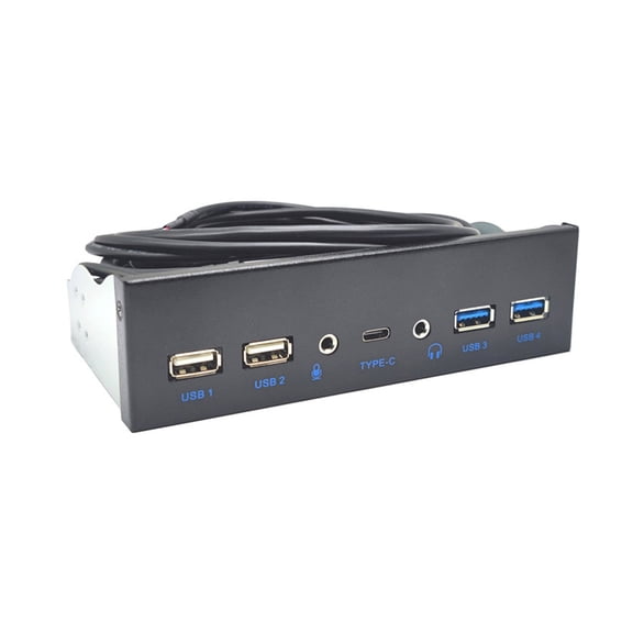 TwhqxjCN USB3.0 Front Panel for PC USB 3.1 TypeC + 2x USB3.0 + 2x USB2.0 Hub + 3.5mm + Earphone for 5.25" ROM Drive Bay