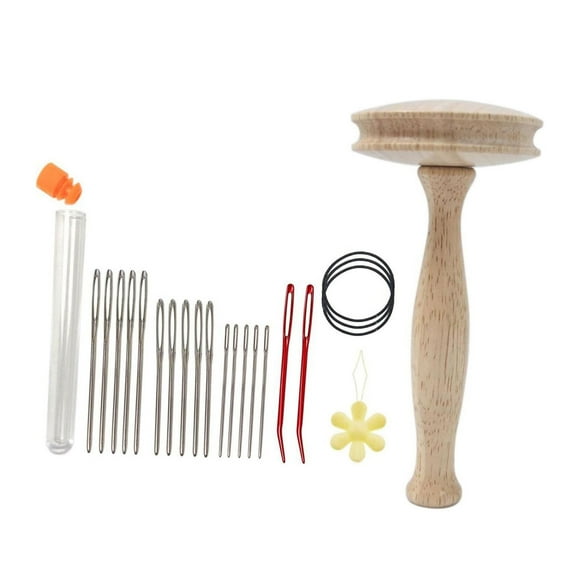 TwhqxjCN Wood Darning Mushroom Set Mushroom with 17 Sewing Needle Mushroom Darner for Hand Sewing Socks Clothes Bag
