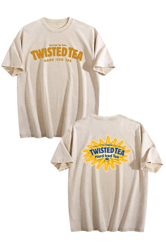 Twi-st-ed Tea Men's T-Shirts Cotton Graphic T Shirt for Men & Women Soft Short Sleeve Casual Summer Tee Classic Printed Crewneck Top for Daily Wear (Made in the USA) Apricot 2XL