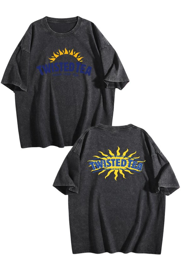 Twi-st-ed Tea Men's T-Shirts Cotton Graphic T Shirt for Men & Women Soft Short Sleeve Casual Summer Tee Classic Printed Crewneck Top for Daily Wear (Made in the USA) Black 3XL