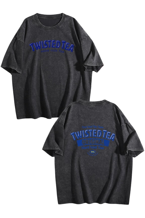 Twi-st-ed Tea Men's T-Shirts Cotton Graphic T Shirt for Men & Women Soft Short Sleeve Casual Summer Tee Classic Printed Crewneck Top for Daily Wear (Made in the USA) Black XL