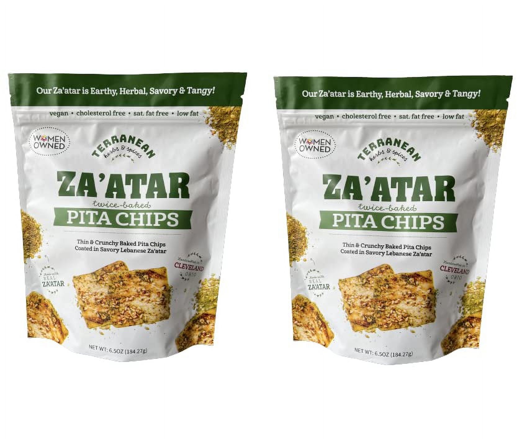 Twice Baked Za'atar Pita Chips (2 Pack), Thin & Crunchy Baked Pita