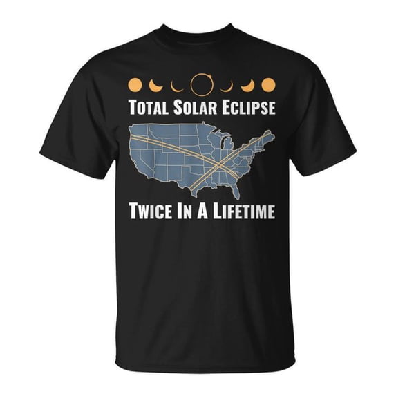 Twice In A Lifetime Solar Eclipse 2024 Total Eclipse T-Shirt – Rare Celestial Event Graphic Tee for Men Women Kids, April 8 Totality Viewing Party Shirt, Astronomy Lover