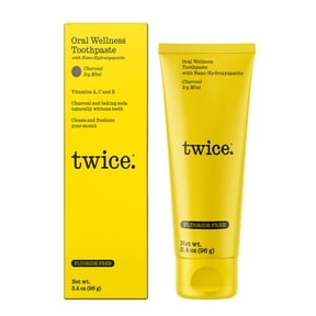 Twice Nano-Hydroxyapatite Toothpaste, Fluoride-Free - Activated Charcoal for Teeth Whitening, ICY Mint - 3.4 oz