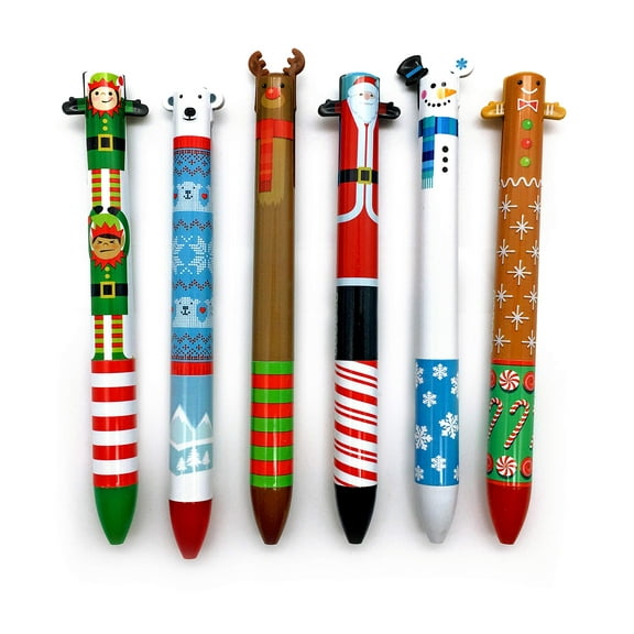Twice as Nice 2 Color Click Pens - Happy Holiday - Set of 6
