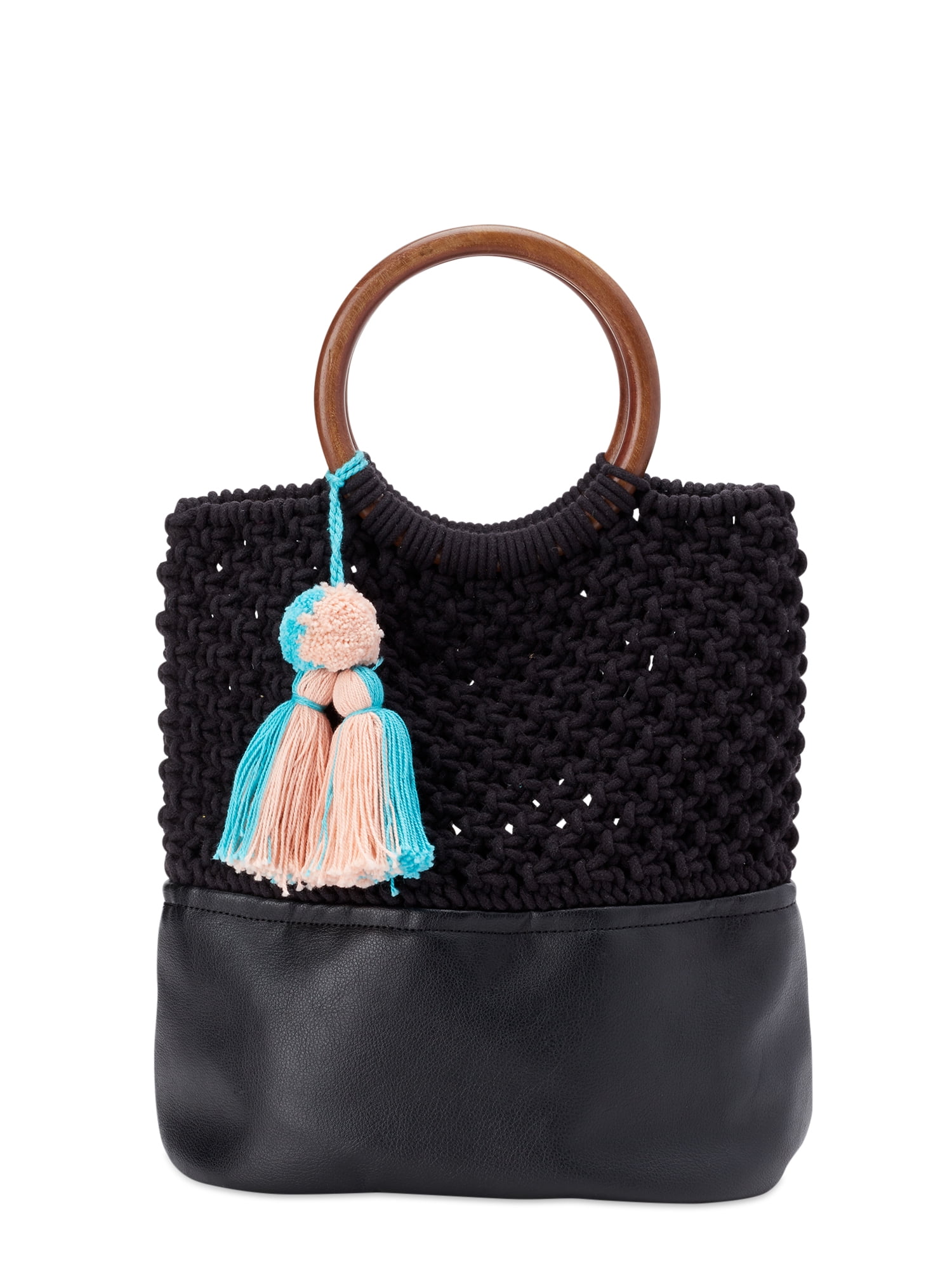 TWIG & ARROW Macram Ring Top Handle Bag