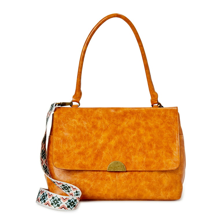 Twig & Arrow Women's Glazed Bag With Shoulder Strap Cognac
