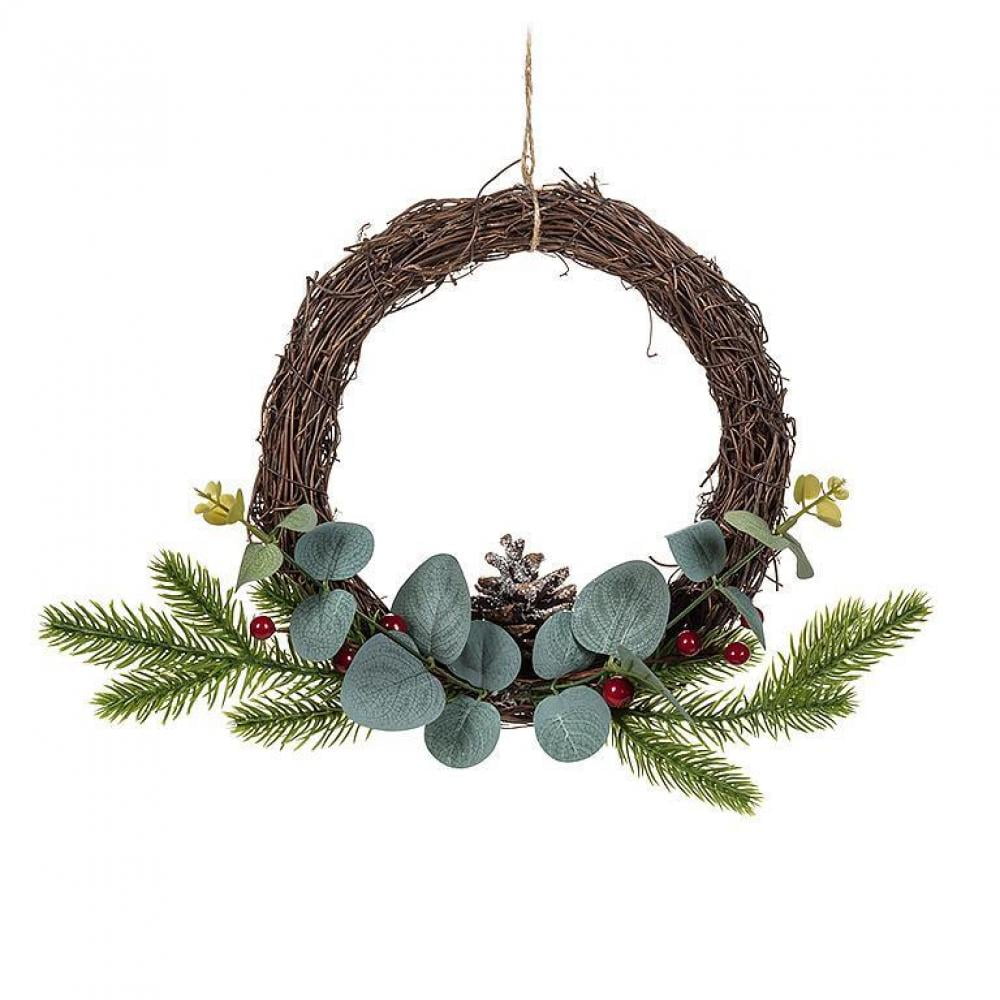 Iced Twig Pinecone Wreath 24