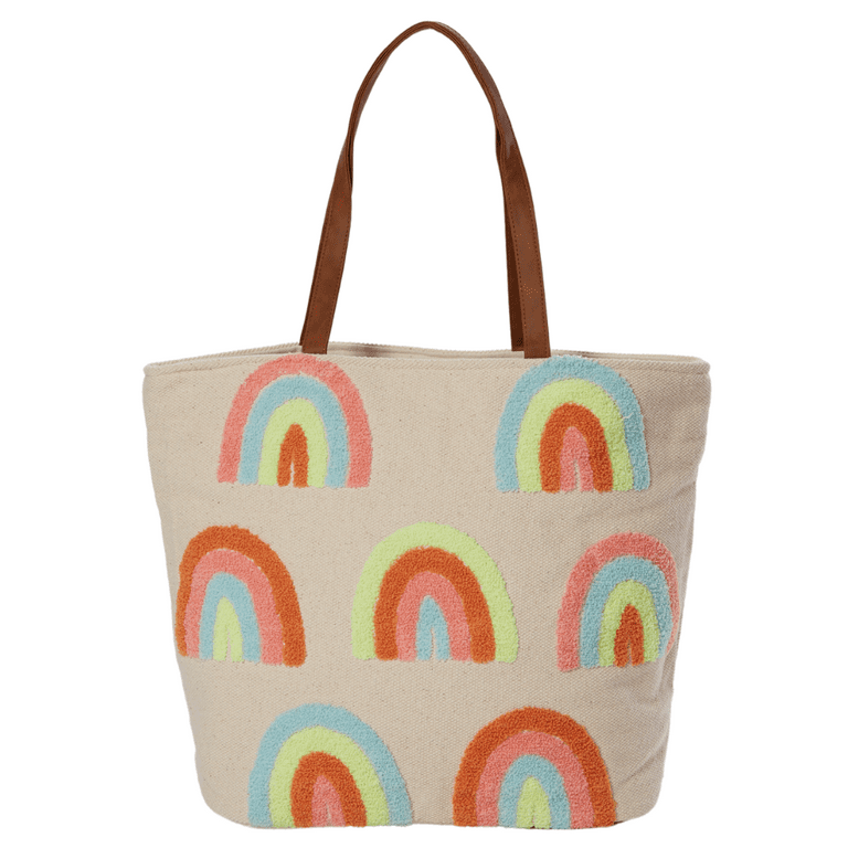 Twig and Arrow Womens Tote Bag Terry Rainbows Beach and Travel Tote Shoulder Bag 19 inch