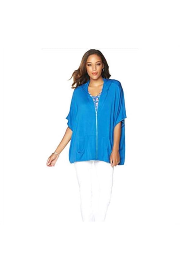 Size S Iconic Hooded Poncho Blouse Top Classic Blue