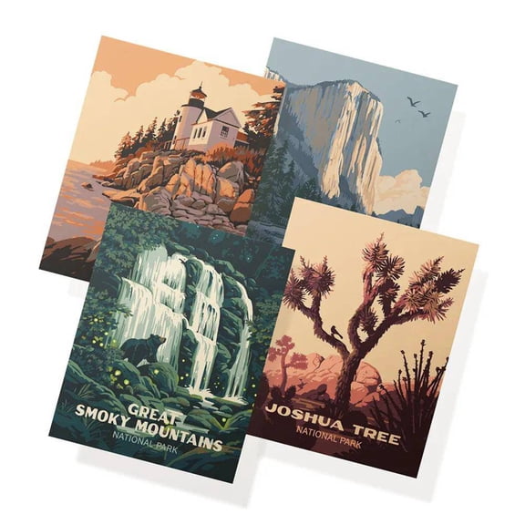 Twigs Illustrated National Park Greeting Cards  12 Vintage-Style, Blank Cards and Envelopes, 5.5 x 4.25 In.  FSC-Certified, Eco-Friendly Stationary Set  Assorted Greeting Cards for All Occasions