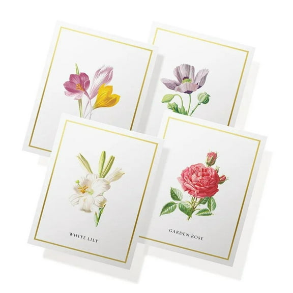 Twigs Paper - Elegant Flowers Greeting Card Set - 12 Blank Thank You Cards With Envelopes - 4 Floral Card Designs - Eco Friendly - Made in USA