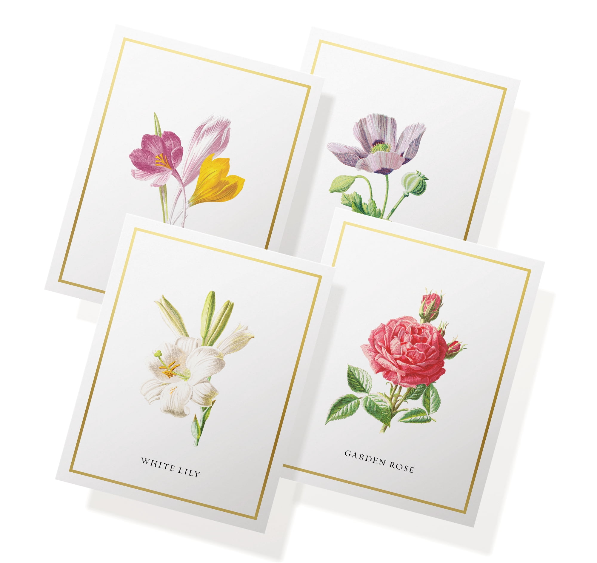 Twigs Paper - Elegant Flowers Greeting Card Set - 24 Blank Thank You ...