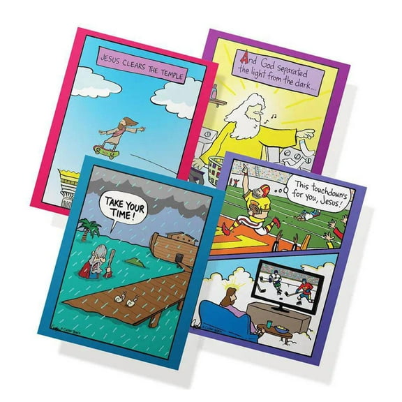 Twigs Paper - Funny Religious Greeting Cards - 12 Christian Humor Cards With Envelopes - (5.5 x 4.25 Inch) - Blank Assorted Set For Any Occasion - Eco Friendly Stationery
