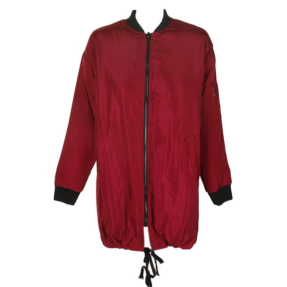Twiin Maroon Orange Reversible Long Bomber Jacket S