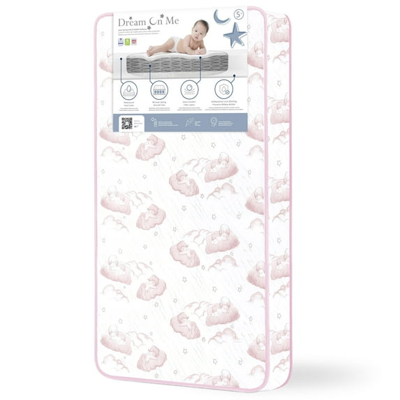 Twilight 80 Coil Spring Crib and Toddler Bed Mattress, Wave Pink, 5"