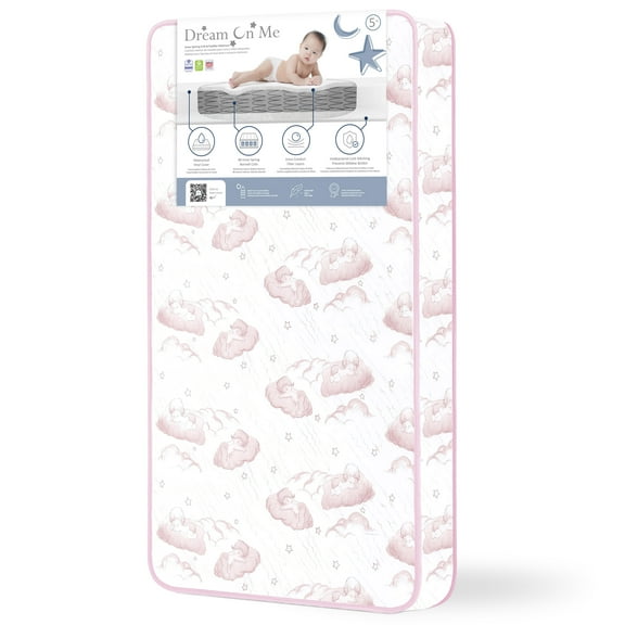 Twilight 80 Coil Spring Crib and Toddler Bed Mattress, Wave Pink, 5"