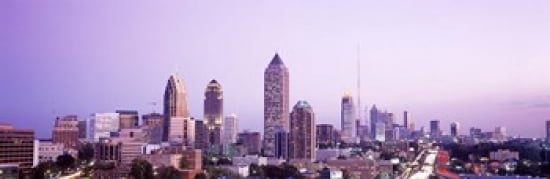 Twilight Atlanta Georgia USA Canvas Art - Panoramic Images (36 x 12)