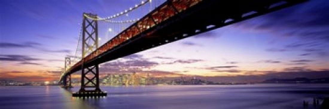 Twilight Bay Bridge San Francisco California USA Canvas Art - Panoramic Images (18 x 6)