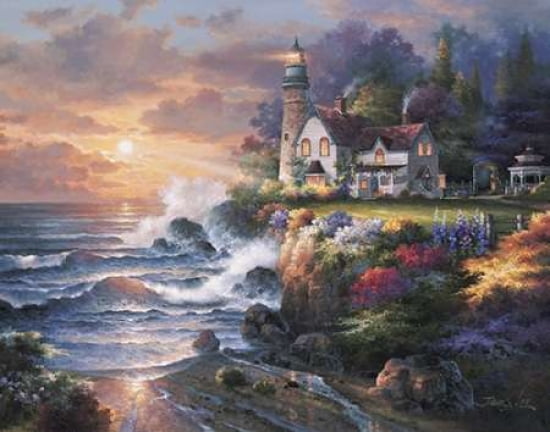 Twilight Beacon Canvas Art - James Lee (22 x 28)