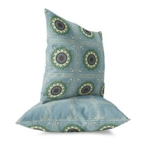 Twilight Blossom Throw Pillow with Removable Cover in Blue 16x16