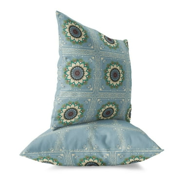 Twilight Blossom Throw Pillow with Removable Cover in Blue 16x16